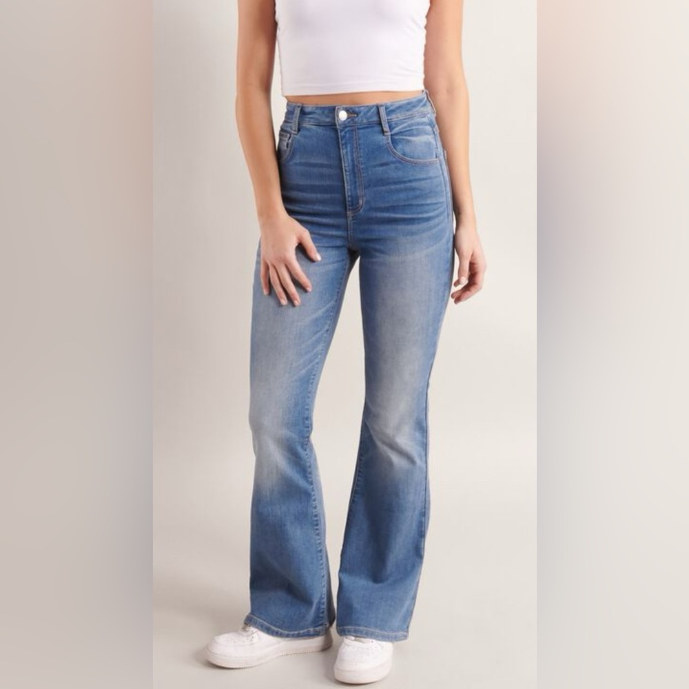Garage Denim Blue Flared Jeans High Rise Size 24